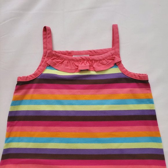 Hanna Anderson Kids Girl's Rainbow Stripe Ruffled Play Dress Size US 6X-7 - Picture 2 of 9